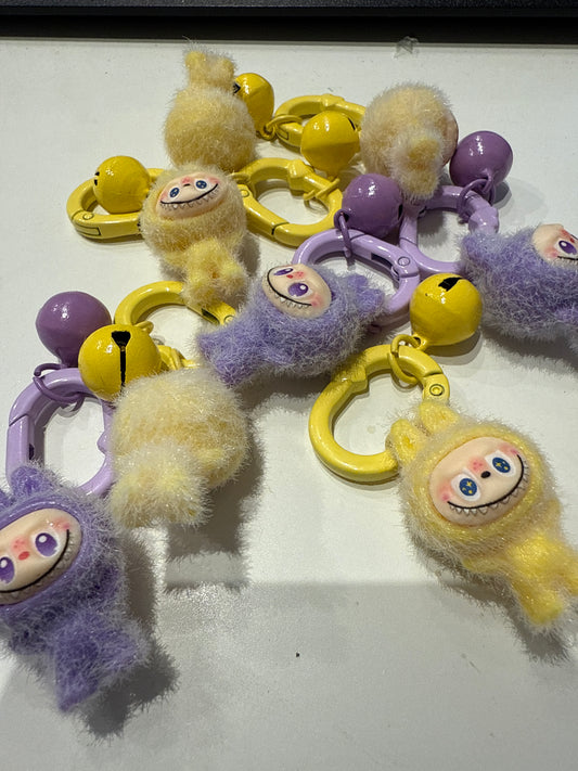 Labubu Key Charm with bell Baby Yellow/Pink or Brown