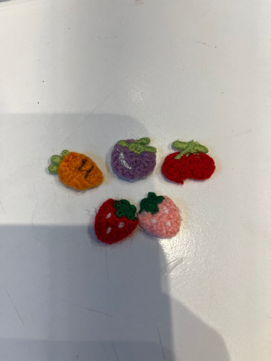 Tiny Crochet Fruits/Carrot Embroidery Assorted