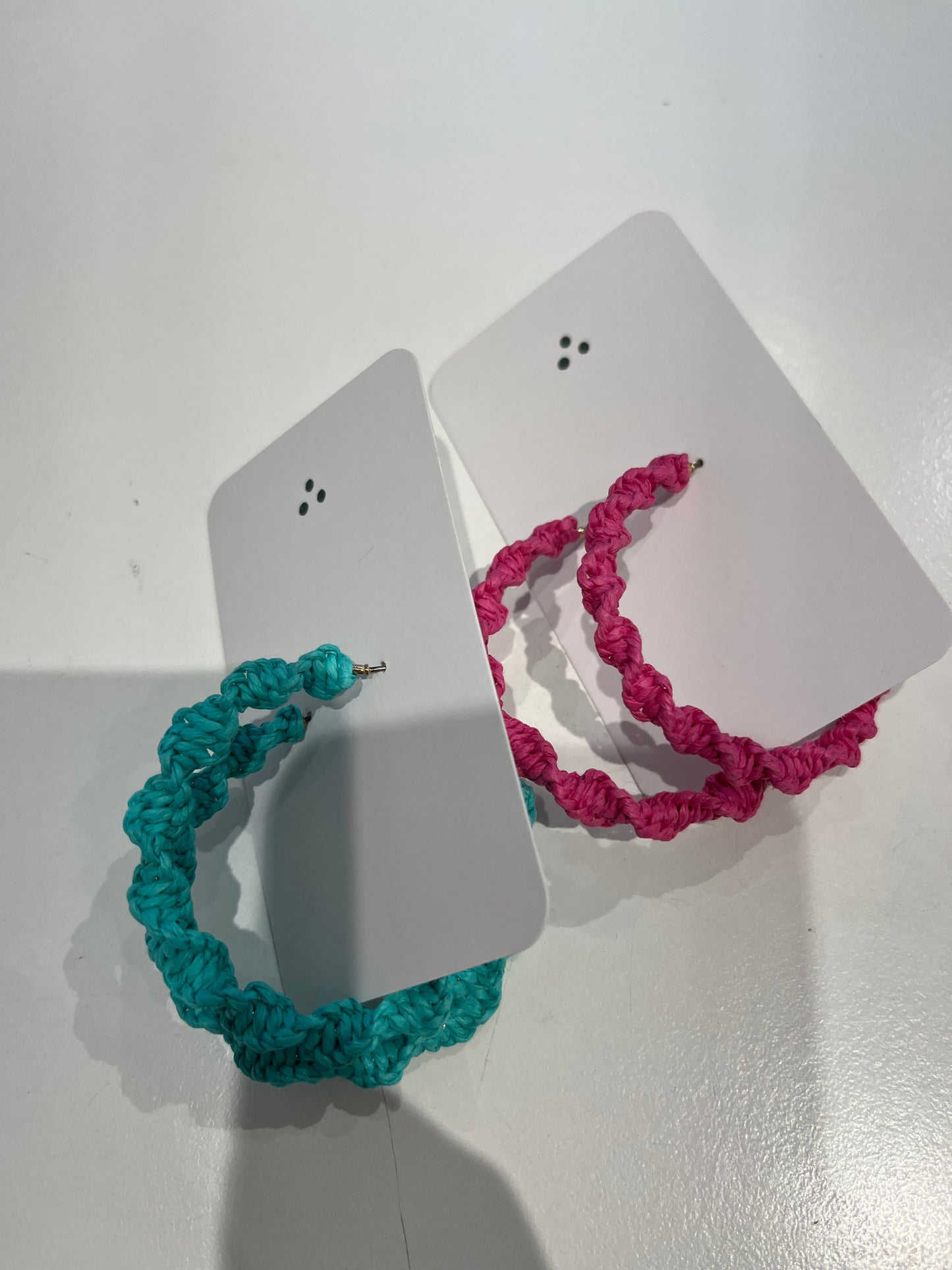 Braided Hoop Earring Fuschia or Green