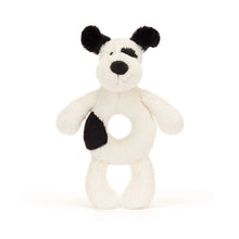 Load image into Gallery viewer, Jellycat Bashful Black &amp; Cream Puppy Ring Rattle (Recycled Fibers)

