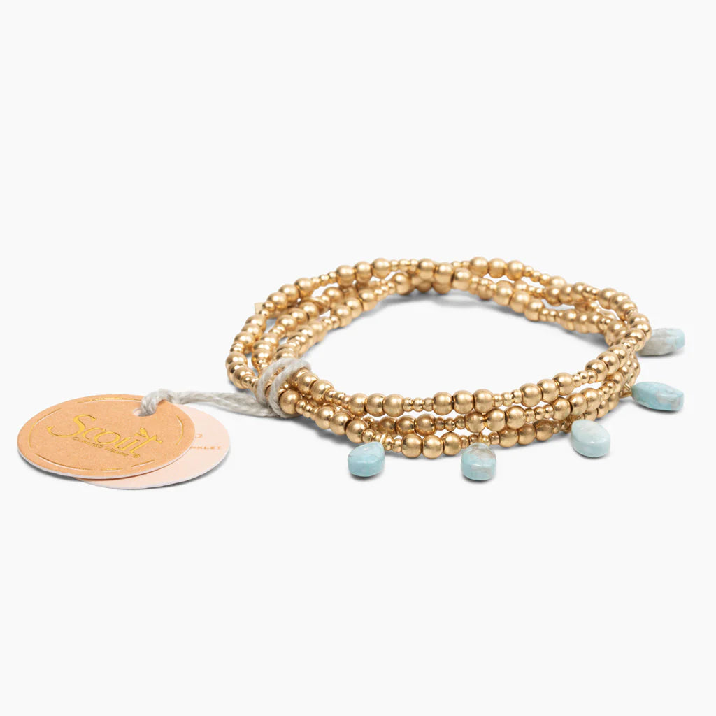 Metal Wrap Timeless Blue Howlite/Gold