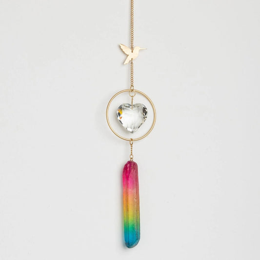 Stone Suncatcher Hummingbird/Rainbow Stone
