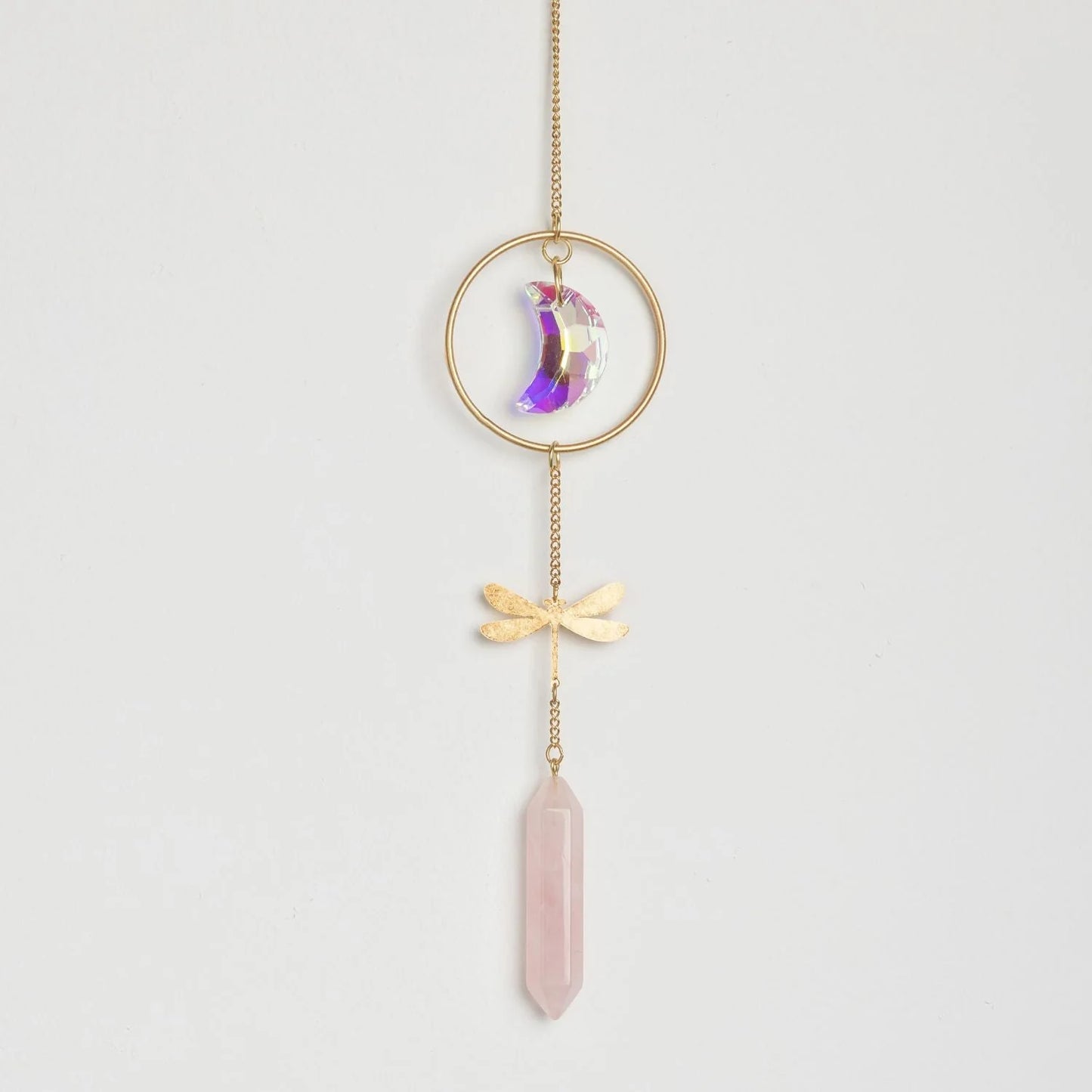 Stone Suncatcher Dragonfly/Rose Quartz