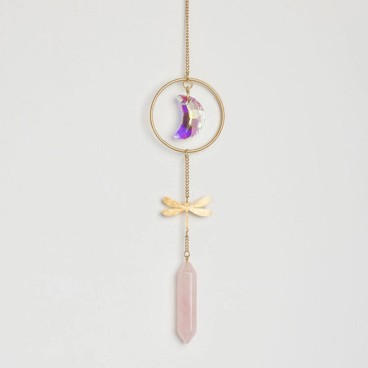 Stone Suncatcher Dragonfly/Rose Quartz