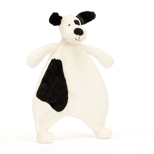 Jellycat Bashful Black & Cream Puppy Comforter (Recycled Fibers) - Front & Company: Gift Store
