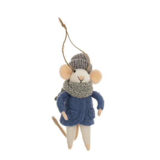 Felt Mouse Ornament:  Cozy Cora Mouse Holiday Ornament