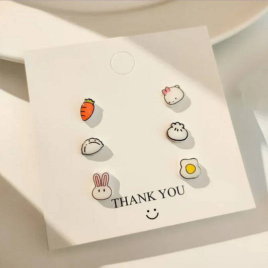 Kawaii Cartoon Earrings 3 pair Set