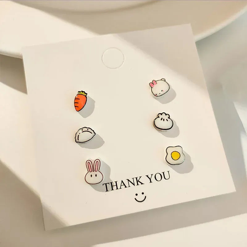 Kawaii Cartoon Earrings 3 pair Set