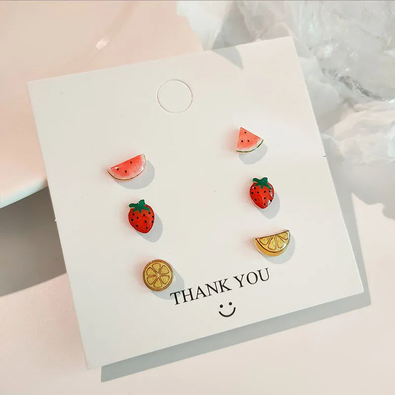 Kawaii Cartoon Earrings 3 pair Set