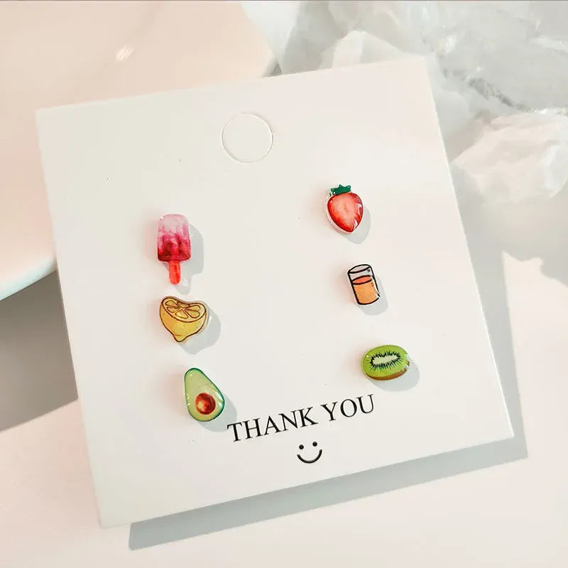 Kawaii Cartoon Earrings 3 pair Set
