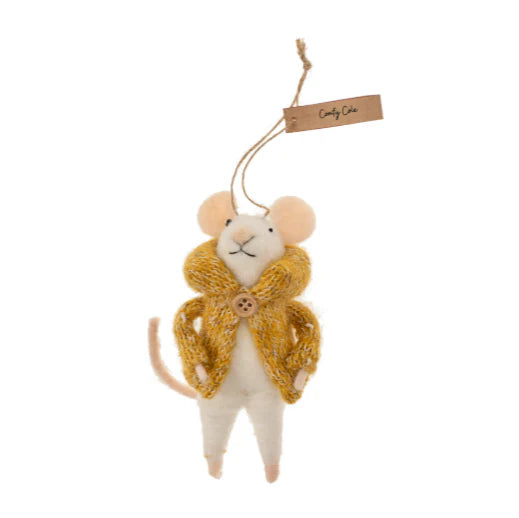 Felt Mouse Ornament:  Comfy Cole Mouse Holiday Ornament