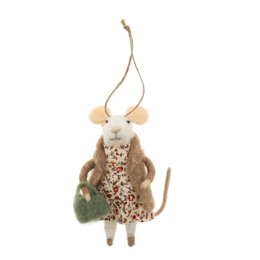 Felt Mouse Ornament:  Countryside Callie Mouse Holiday Ornament