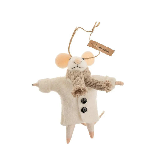Felt Mouse Ornament:  Snowbound Sadie Mouse Holiday Ornament