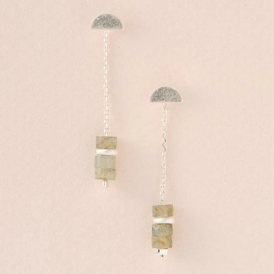 Stone Meteor Thread/Jacket Earring - Labradorite/S