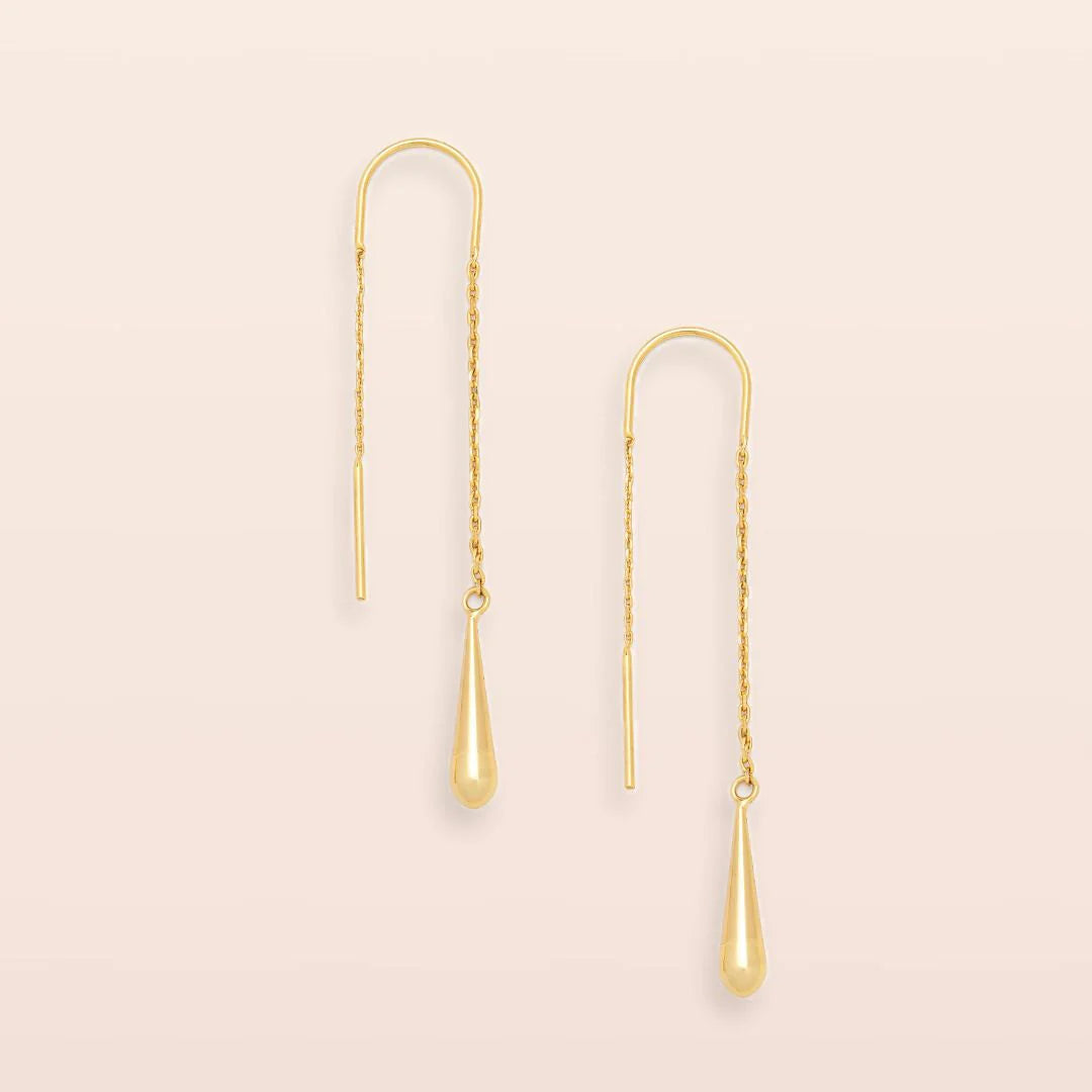 Refined Earring Collection - Teardrop Threader/Gold Vermeil