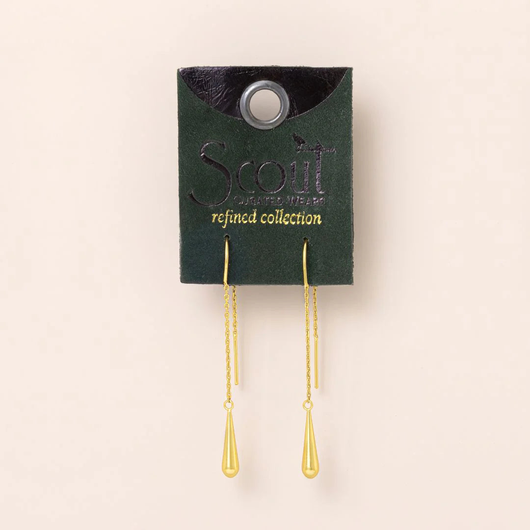 Refined Earring Collection - Teardrop Threader/Gold Vermeil