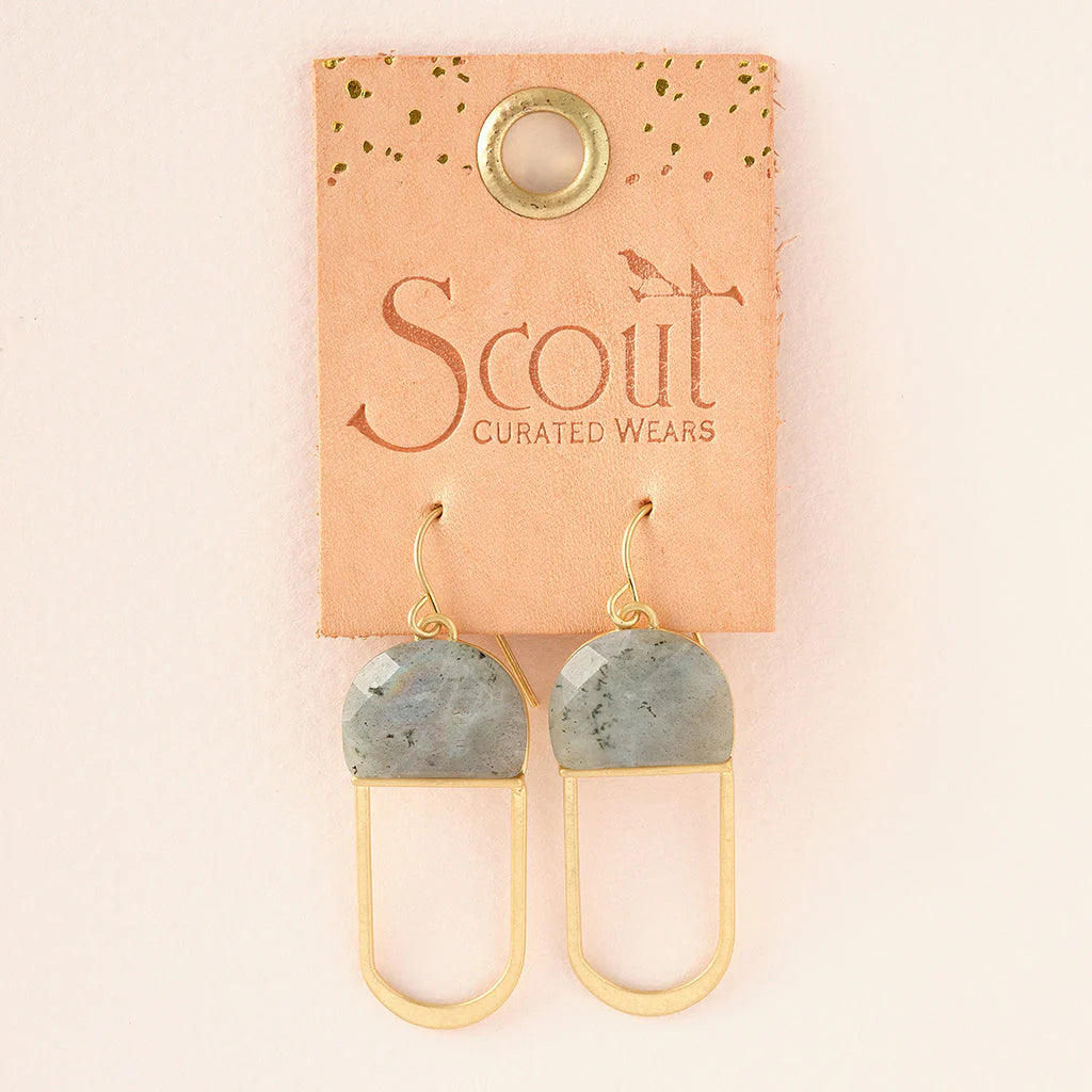 Modern Stone Chandelier Earring - Amethyst/Silver