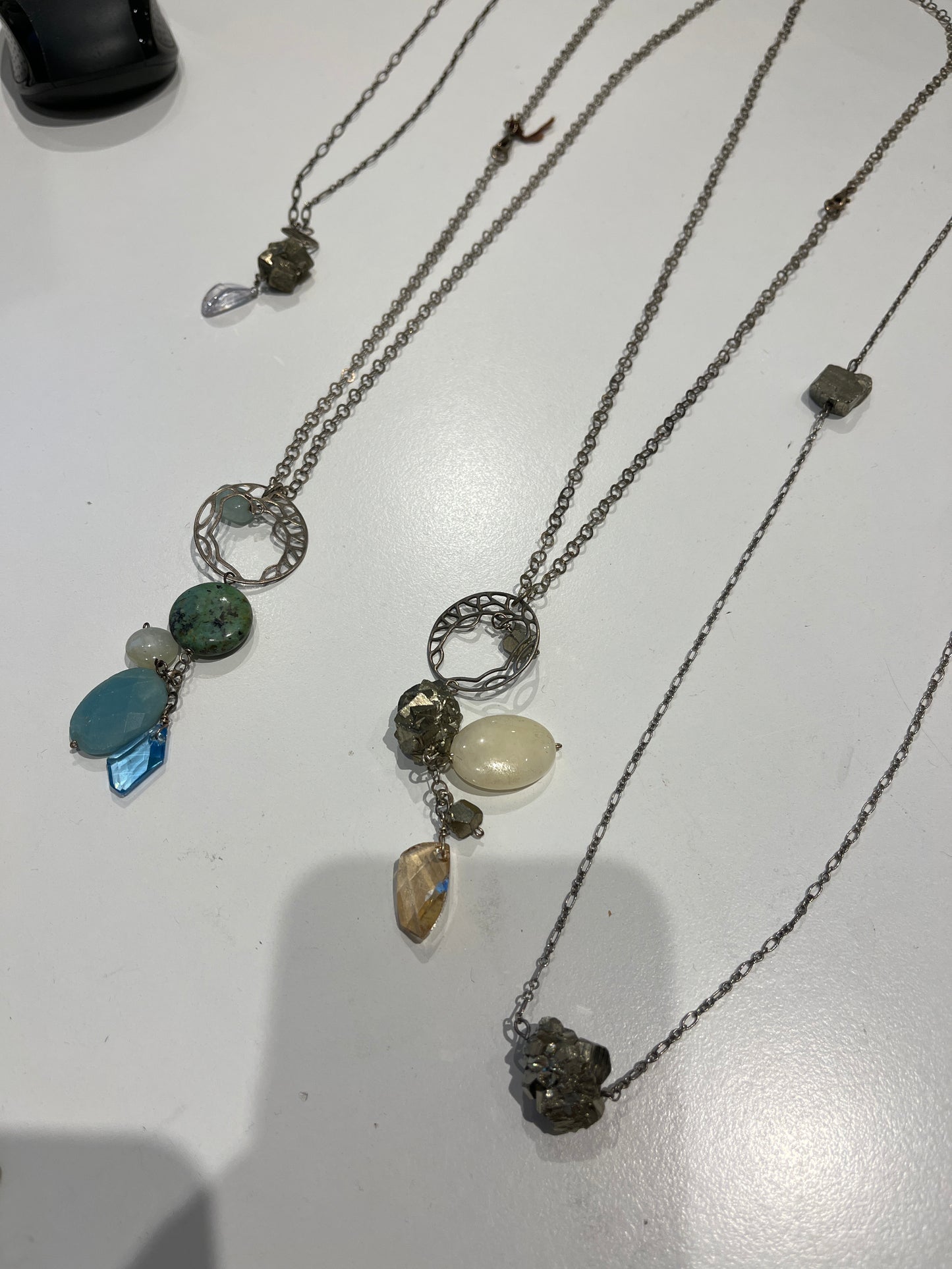 Necklaces with Assorted Gemstones Silver Chain