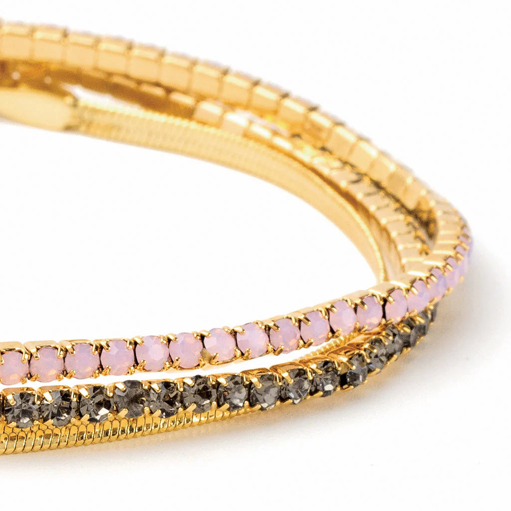 Sparkle & Shine Rhinestone Bracelet Trio - Rose Water Opal/Gold