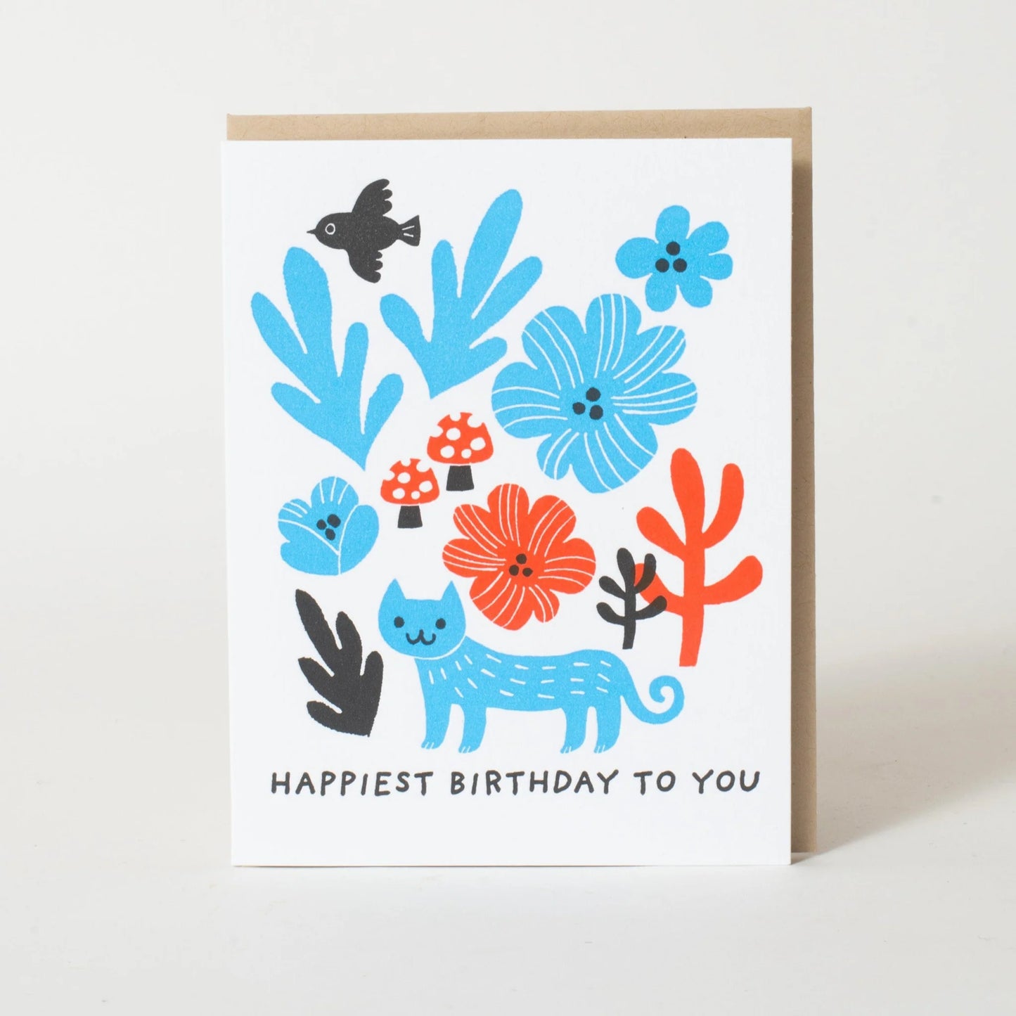 Happiest Birthday Cat Letterpress
