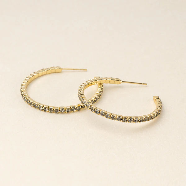 Sparkle & Shine Sm Rhinestone Hoop Earring - Greige/Gold