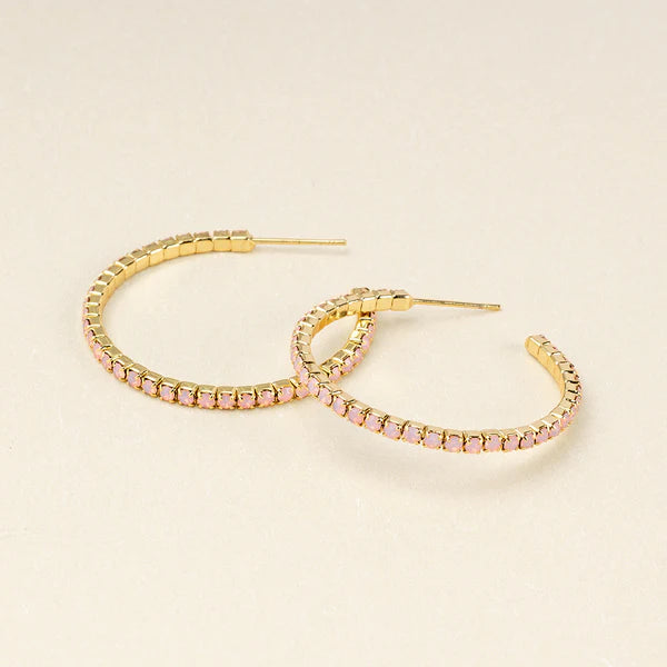 Sparkle & Shine Sm Rhinestone Hoop Earring - Rose Water Opal/Gold