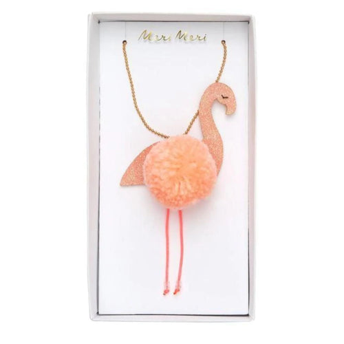 Meri Meri  Flamingo Pompom Necklace - Front & Company: Gift Store
