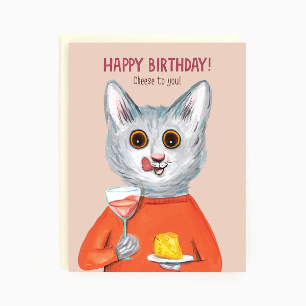 Birthday Cat Cheese to You Card