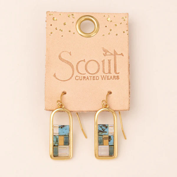 Good Karma Miyuki Frame Earring Turquoise/Gold