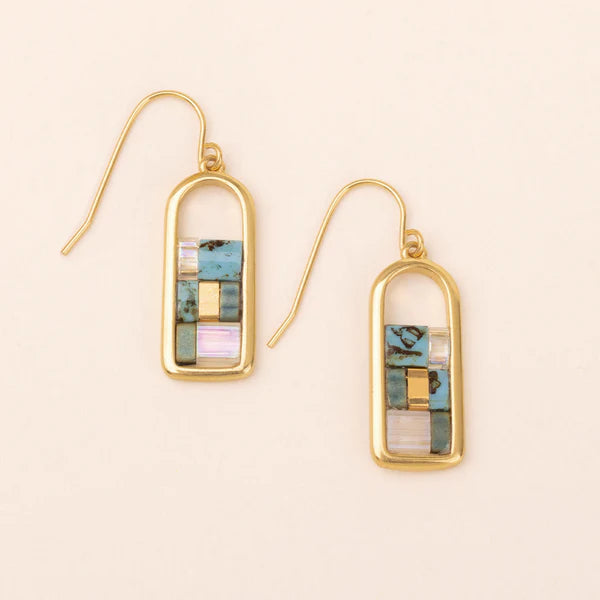 Good Karma Miyuki Frame Earring Turquoise/Gold