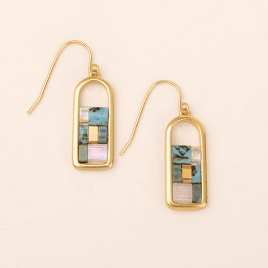 Good Karma Miyuki Frame Earring Turquoise/Gold