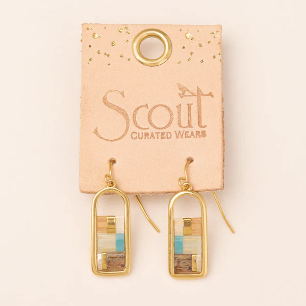 Good Karma Miyuki Frame Earring Mint/Peach/Gold