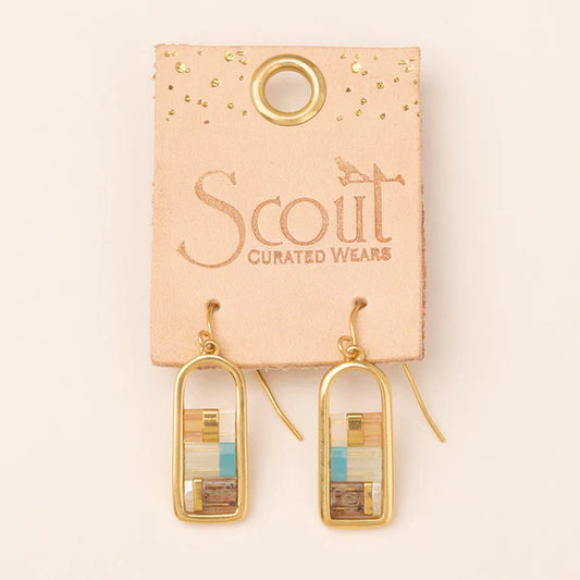 Good Karma Miyuki Frame Earring Mint/Peach/Gold