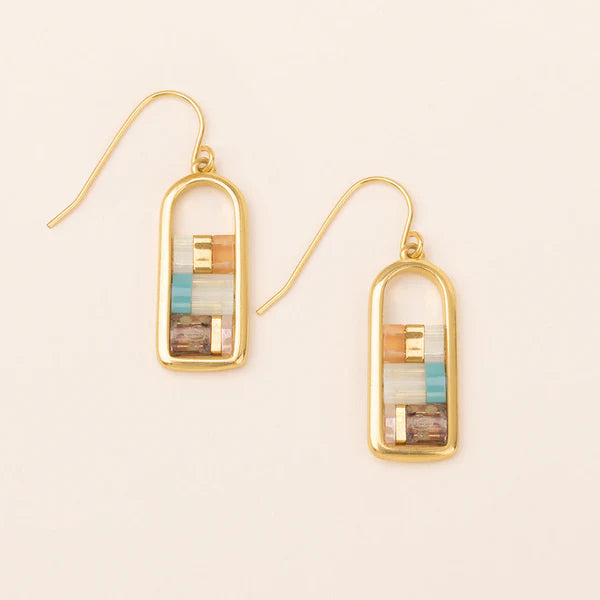 Good Karma Miyuki Frame Earring Mint/Peach/Gold