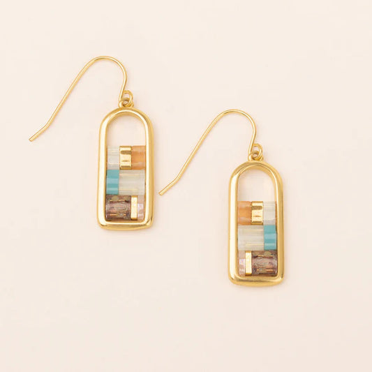 Good Karma Miyuki Frame Earring Mint/Peach/Gold
