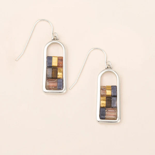 Good Karma Miyuki Frame Earring Gunmetal/Silver