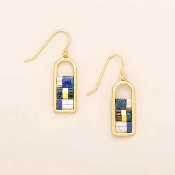 Good Karma Miyuki Frame Earring Indigo/Gold