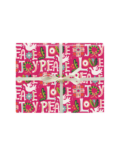 Love Peace Joy Gift Wrap - Roll of 3 - Front & Company: Gift Store