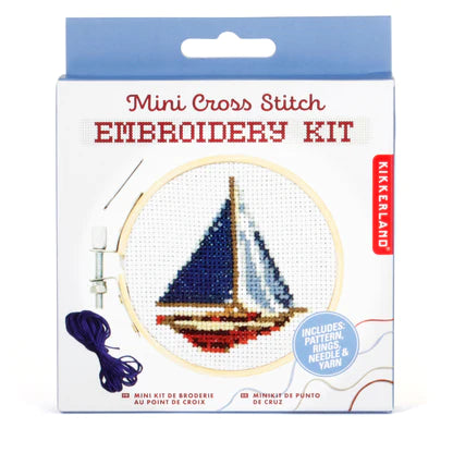 DIY Mini Cross Stitch Embroidery Activity Kit, Sailboat Pattern
