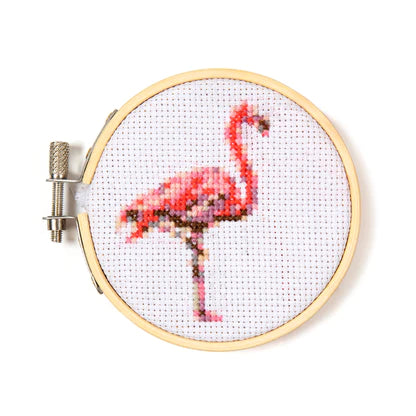Mini Cross Stitch Embroidery Kit Flamingo