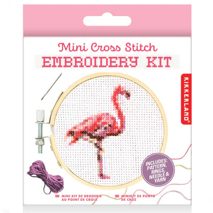 Mini Cross Stitch Embroidery Kit Flamingo