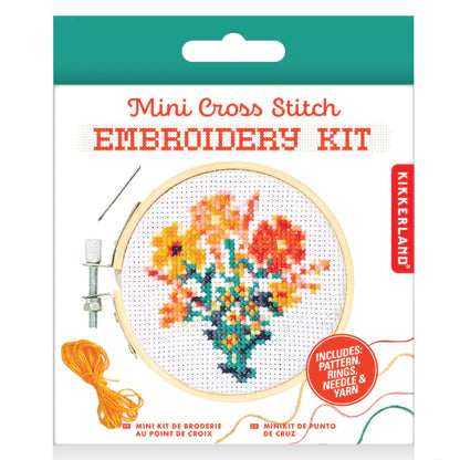 Flowers Mini Cross Stitch Embroidery Kit - Front & Company: Gift Store