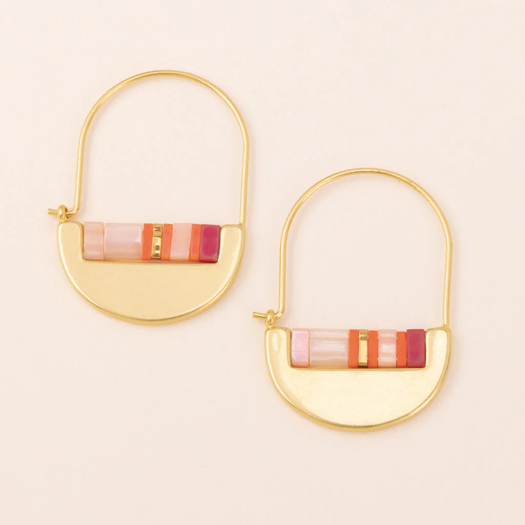 Good Karma Miyuki Crescent Hoop Pink Multi/Gold