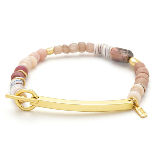 Hidden Message Bracelet - Rhodochrosite/Gold Stone Of Love "You Are Loved"
