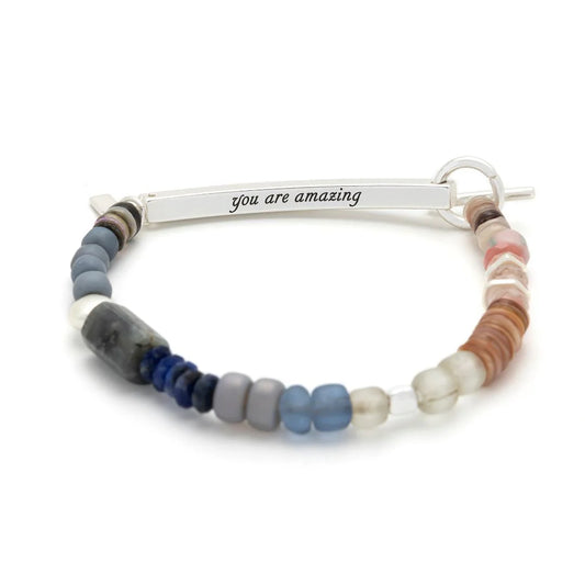 Hidden Message Bracelet - Labradorite/Silver Stone Of Magic " You Are Amazing"