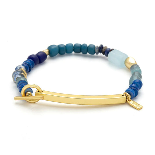 Hidden Message Bracelet - Aquamarine/Gold Stone Of Hope "Fucking Awesome"