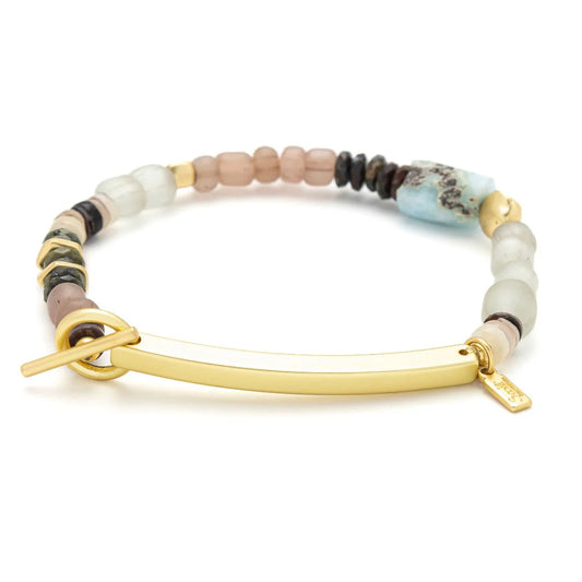 Hidden Message Bracelet - Larimar/Gold Stone Of Wisdom "Badass"