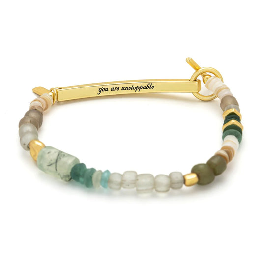 Hidden Message Bracelet - Chiltonite/Gold Stone Of Dreams "Unstoppable"