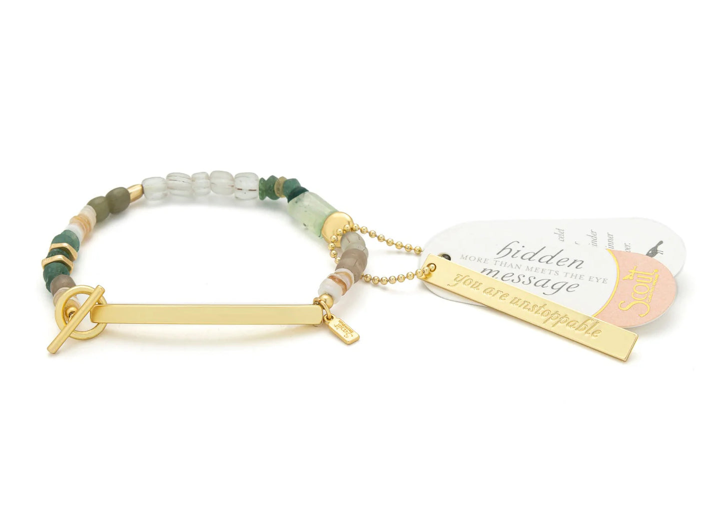 Hidden Message Bracelet - Chiltonite/Gold Stone Of Dreams "Unstoppable"