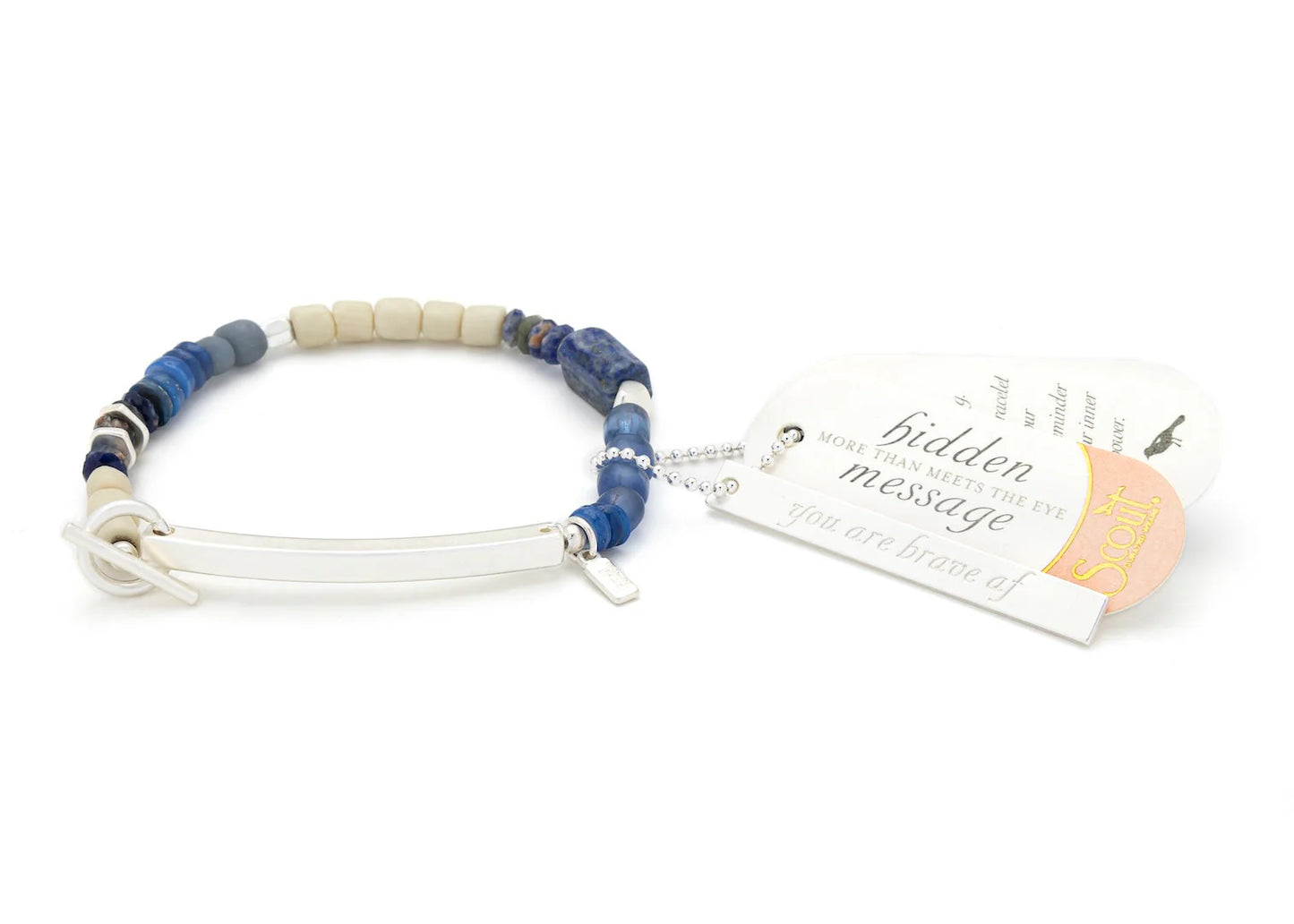 Hidden Message Bracelet - Lapis/Silver Stone Of Truth "Brave Af"